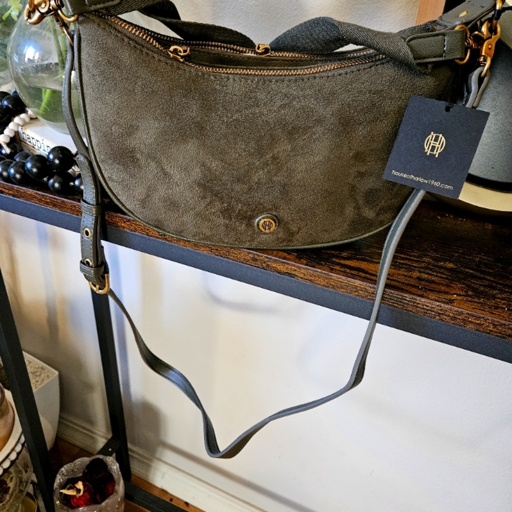 House of Harlow 1960 Suede Crossbody Bag - Olive Green